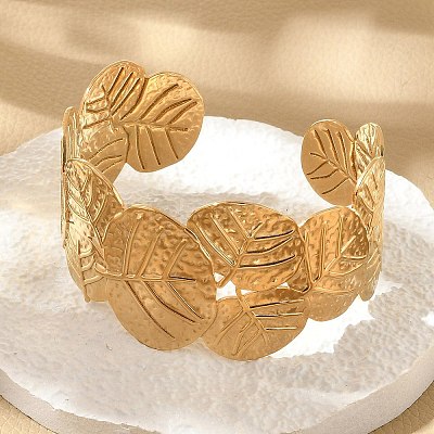 304 Stainless Steel Cuff Bangles for Women BJEW-B120-02G-01-1