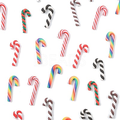64Pcs 8 Styles Christmas Candy Cane Handmade Polymer Clay Beads CLAY-FS0001-49-1