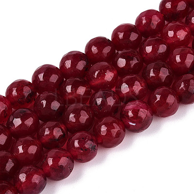 Dyed Natural White Jade Beads Strands X-G-T139-8mm-60-04-1