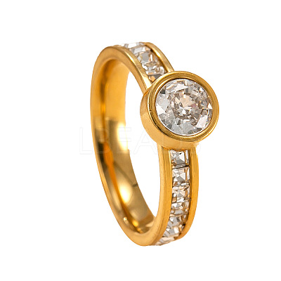 304 Stainless Steel & Rhinestone Finger Rings WG87391-01-1