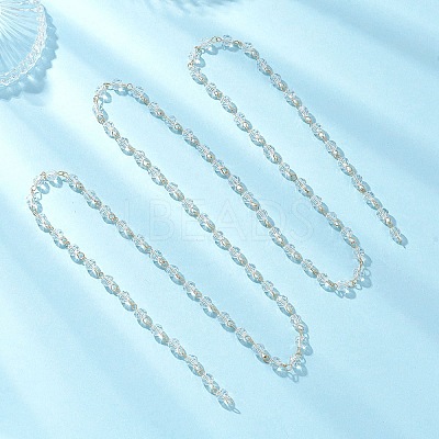 Handmade 304 Stainless Steel Glass Rondelle Link Chains AJEW-JB01460-1