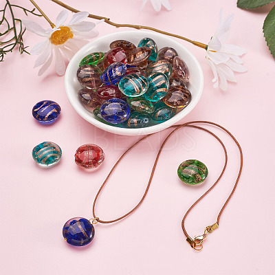 60Pcs 6 Colors Handmade Gold Sand Lampwork Beads LAMP-BT0001-01-1