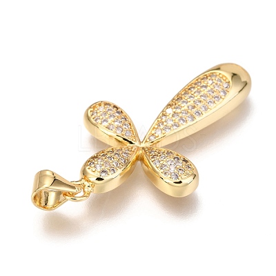 Brass Micro Pave Clear Cubic Zirconia Pendants ZIRC-O038-09G-1