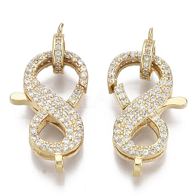 Brass Micro Pave Clear Cubic Zirconia Lobster Claw Clasps ZIRC-S066-023-NF-1