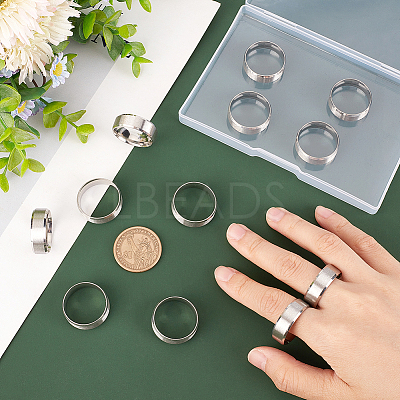 12Pcs 201 Stainless Steel Plain Band Ring for Men Women RJEW-UN0002-44A-1