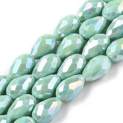Opaque Solid Color Electroplate Glass Beads Strands EGLA-N013-P8mm-B14-1
