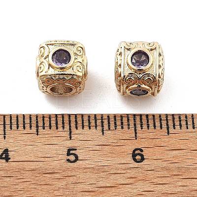 Brass Micro Pave Cubic Zirconia Beads KK-R216-17KCG-02-1