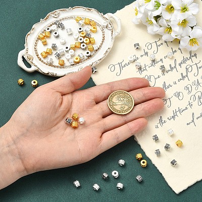 90Pcs 3 Colors Tibetan Style Alloy Beads TIBEB-YW0001-41-1