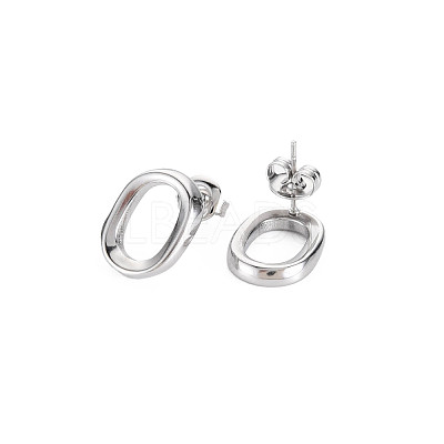 Non-Tarnish 304 Stainless Steel Hollow Oval Stud Earrings for Woman EJEW-N097-004P-1