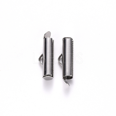 Non-Tarnish 304 Stainless Steel Slide On End Clasp Tubes X-STAS-S115-01E-P-1