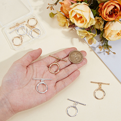 10Pcs 2 Colors Brass Toggle Clasps KK-BBC0021-22B-1