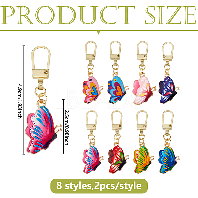 16Pcs 8 Colors Alloy Zipper Pull Tabs HJEW-DC00091-1