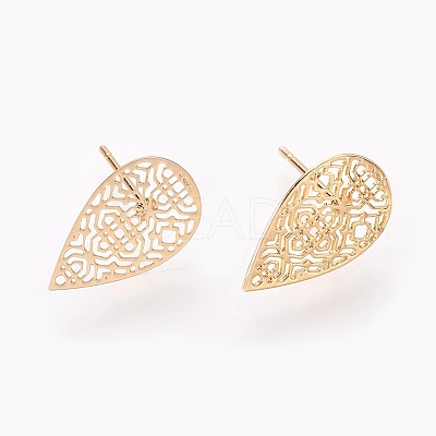 Brass Stud Earrings X-KK-S345-277G-1