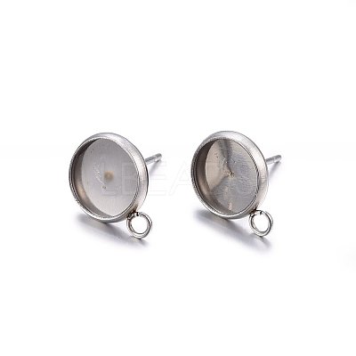 Non-Tarnish 304 Stainless Steel Stud Earring Settings X-STAS-H467-08P-8mm-1