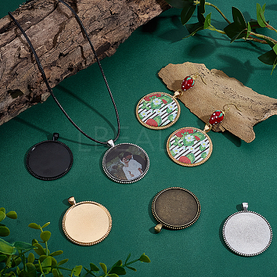 20Pcs 4 Colors Alloy Pendant Cabochon Settings FIND-PH0029-11-1