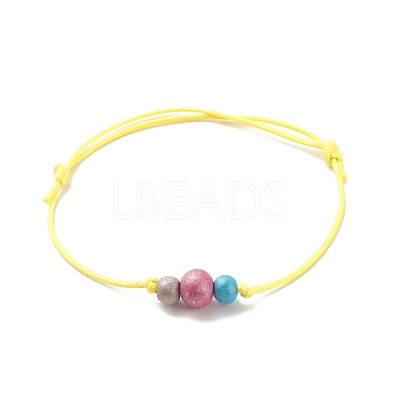 Natural Wood Round Beaded Bracelets BJEW-JB08565-1