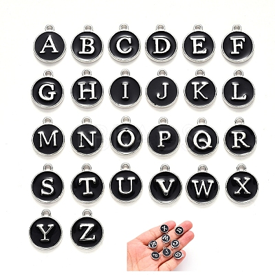 Initial Letter A~Z Alphabet Enamel Charms ENAM-YW0002-01-05P-1