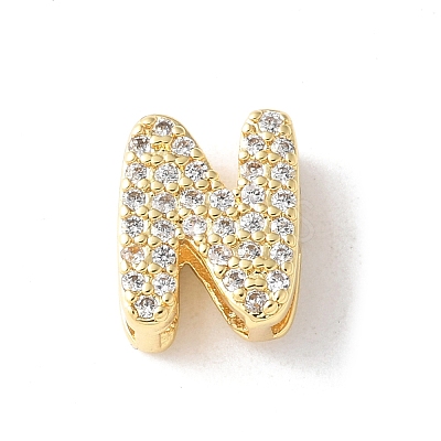 Brass Micro Pave Clear Cubic Zirconia Initial Multi-strand Links KK-S520-01G-14-1
