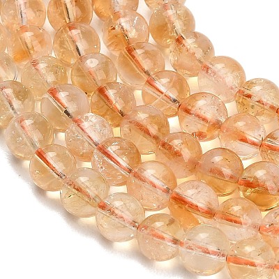 Hearted Natural Citrine Beads Strands GG-T002-A01-6mm-1