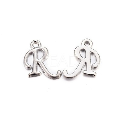 Platinum Plated Alloy Letter Pendants PALLOY-J718-01P-R-1