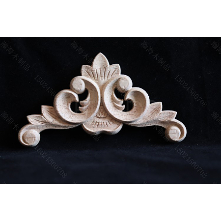 Rubber Wood Carved Onlay Applique AJEW-L080-03-1