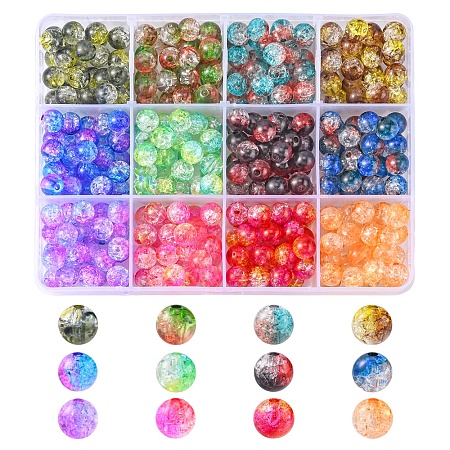 360Pcs 12 Style Transparent Crackle Acrylic Beads CACR-YW0001-03-1