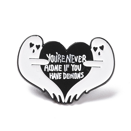 You're Never Aldne If You Have Demons Word Enamel Pin JEWB-H006-34EB-1