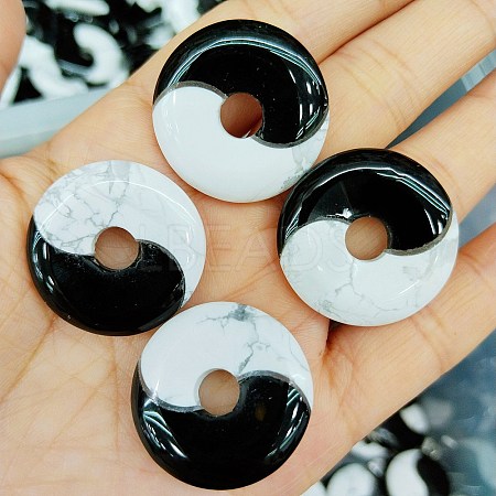 Natural Obsidian & Howlite Yin-yang Pendants FIND-Q109-01-1