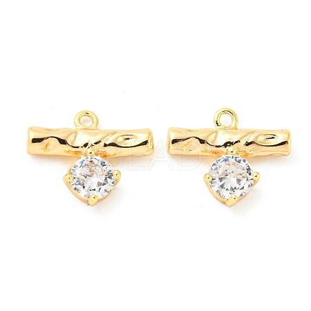 Brass Micro Pave Cubic Zirconia Charms X-KK-Q809-13G-1