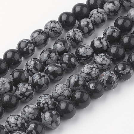 Natural Snowflake Obsidian Bead Strands G-G735-72-8mm-1