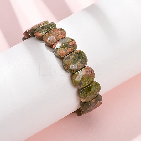 Natural Unakite Beaded Stretch Bracelets for Unisex G-K303-01D-1