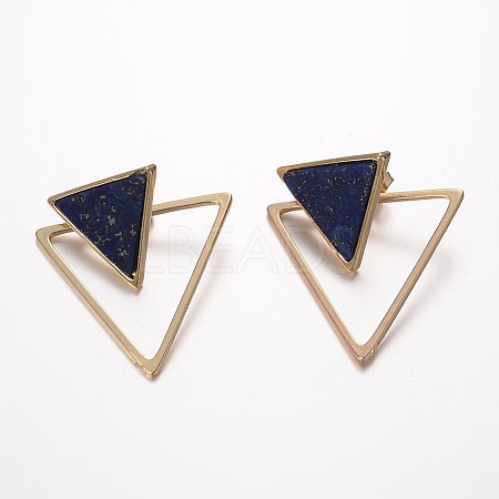 Natural Lapis Lazuli Ear Studs EJEW-G147-C03-1