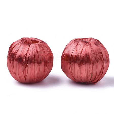 Handmade Raffia Woven Beads WOVE-Q077-20A-02-1