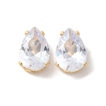 Brass Clear Cubic Zirconia Cabochons LS-STAS-M294-30D-1