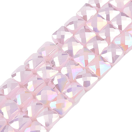 Electroplate Opaque Solid Color Glass Beads Strands X-EGLA-N002-42-01-1