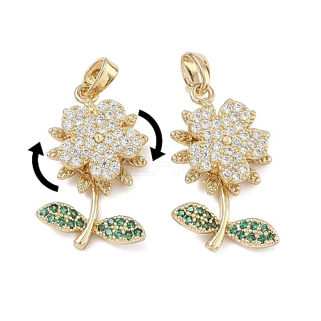 Brass Micro Pave Cubic Zirconia Rotatable Pendants KK-A287-11F-G-1