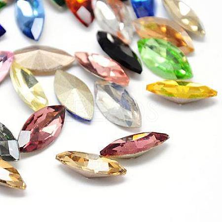 Glass Pointed Back Rhinestone Cabochons RGLA-A011-4x8mm-M-1