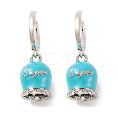 Bell Brass & Enamel Hoop Earrings for Women EJEW-U015-25P-J-1