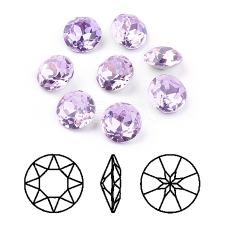 Pointed Back & Back Plated Glass Rhinestone Cabochons RGLA-J012-10mm-371-1