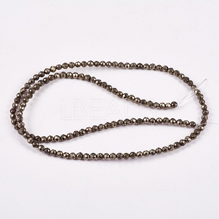 Natural Pyrite Beads Strands G-L031-3mm-03-1