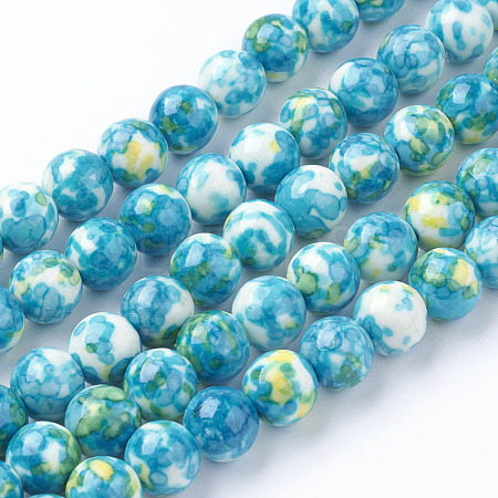 Synthetic Ocean White Jade Beads Strands G-B367-3-1