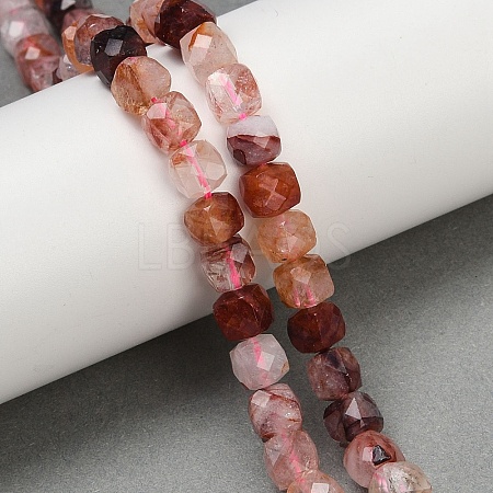 Natural Red Hematoid Quartz/Ferruginous Quartz  Beads Strands G-H078-C44-6mm-1