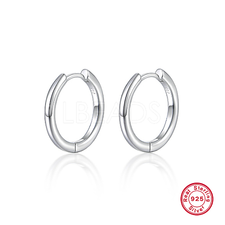 Rhodium Plated Platinum 925 Sterling Silver Hoop Earrings DU0168-4-1