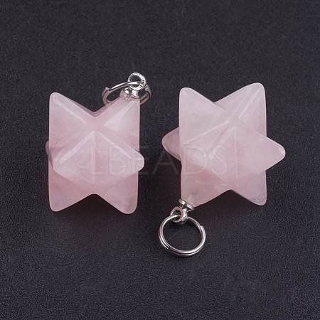 Natural Rose Quartz Pendants X-G-E398-02L-1