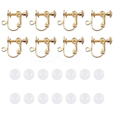 Brass Clip-on Earring Findings and Plastic Ear Clip Pad DIY-PH0018-02-1
