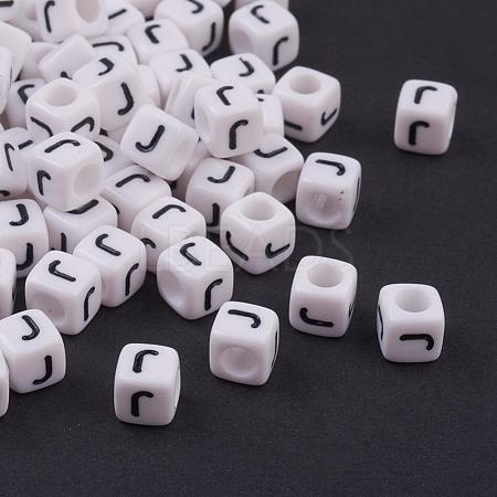 Acrylic Horizontal Hole Letter Beads PL37C9308-J-1