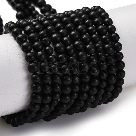 Natural Shungite Beads Strands G-M353-A04-3mm-1