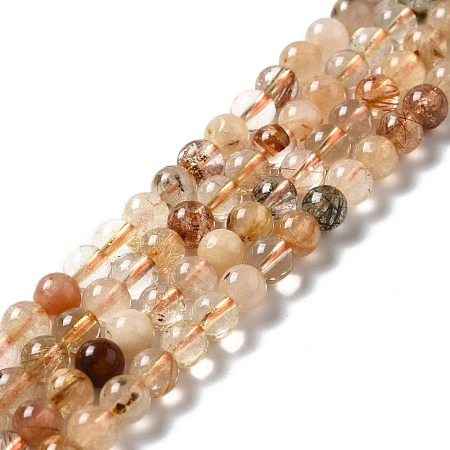 Natural Rutilated Quartz Beads Strands G-B029-B02-02-1