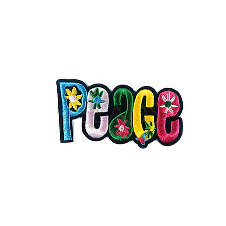 Rainbow Theme Word Peace Computerized Embroidery Cloth Iron On/Sew On Patches RABO-PW0001-124A-1