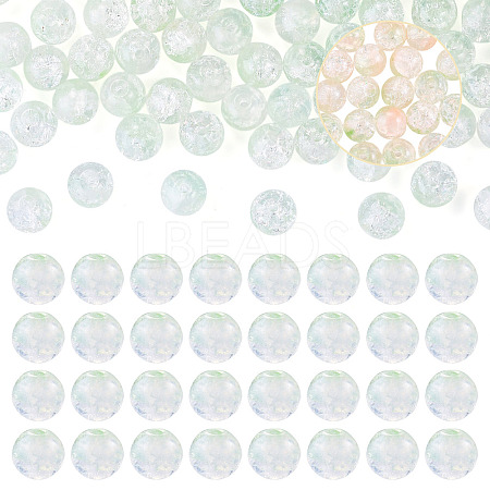100Pcs Crackle Transparent Glass UV Reactive Beads GLAA-TA0004-28C-1